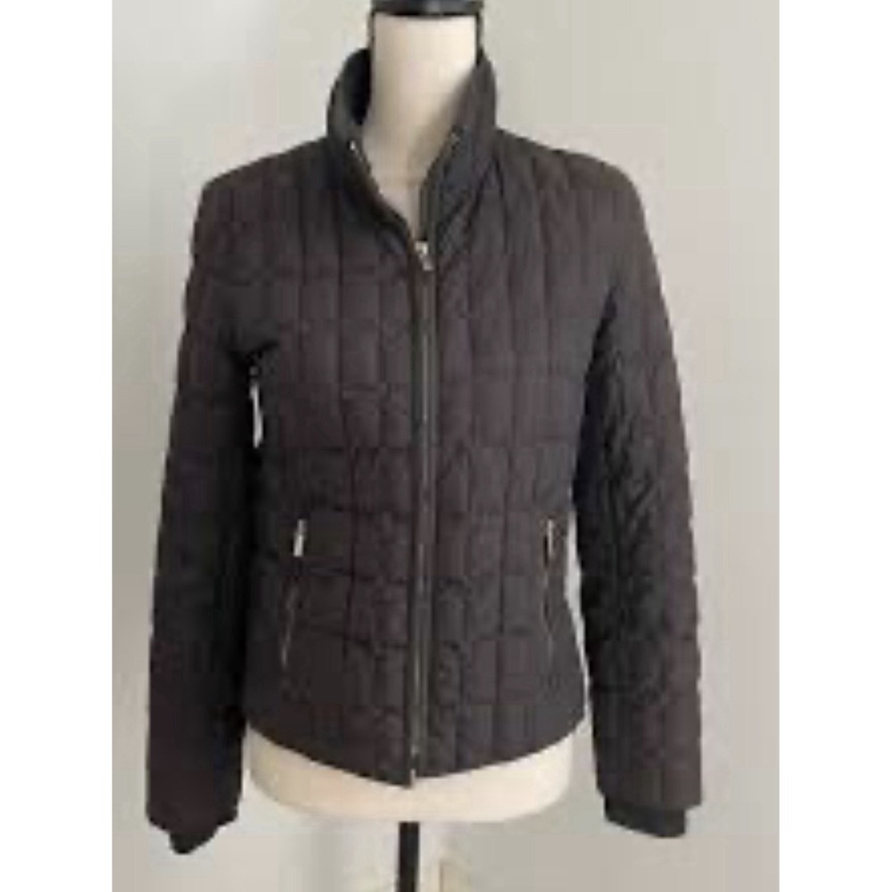 J. Crew Black Quilted Down Zip Up Jacket Coat Women's Size‎ Medium Black Classic